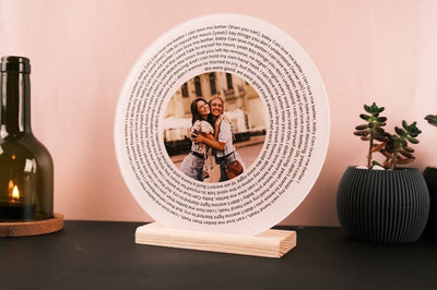 Favourite Song Lyrics Acrylic Photo Personalized Plaque, Valentines Day Gift, Music Photo Frame, Lyrics Circle, Our Song Gift, Bedroom Decor