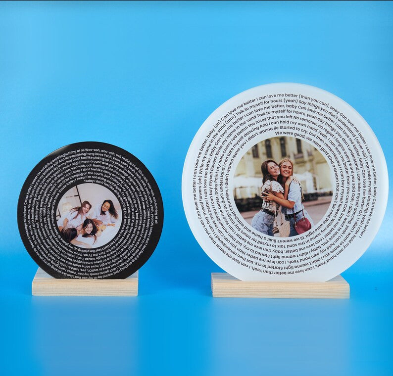 Favourite Song Lyrics Acrylic Photo Personalized Plaque, Valentines Day Gift, Music Photo Frame, Lyrics Circle, Our Song Gift, Bedroom Decor