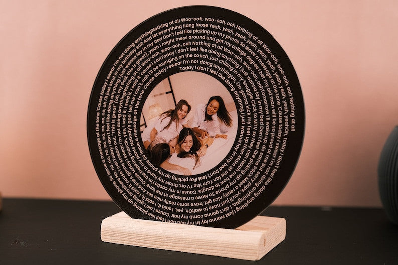Favourite Song Lyrics Acrylic Photo Personalized Plaque, Valentines Day Gift, Music Photo Frame, Lyrics Circle, Our Song Gift, Bedroom Decor