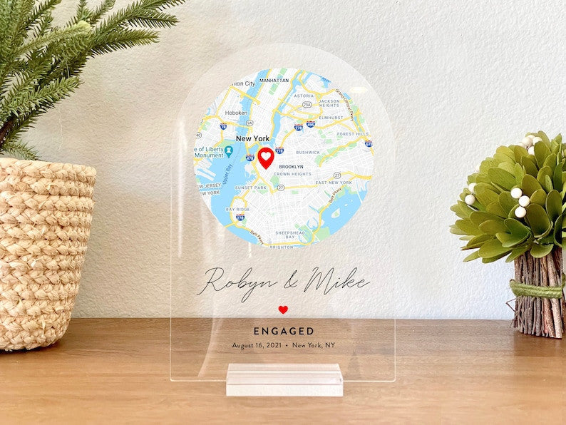Custom Map Acrylic Plaque Valentine Day Gift Where We Met, Anniversary Gift Ideas, Our First Date Map