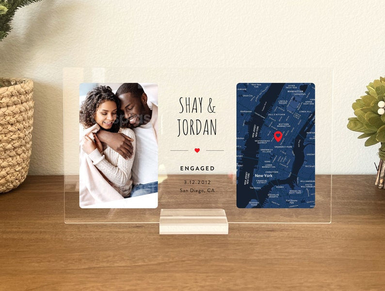 Valentine Day Gift For Her/ Him, Custom Map Acrylic Plaque, Anniversary Gift Ideas, Our First Date Map