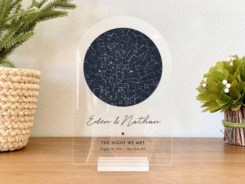 Custom Star Map Acrylic Plaque Valentine Day Gift For Her / Him, The Night We Met, Nigh Sky Plaque Anniversary Gift Ideas, Our First Date Map