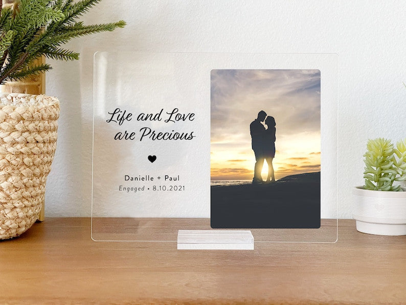 Engagement Gifts for Couple, Newly Engaged Gifts for Couple, Engagement Plaque, Personalized Custom Acrylic Plaque