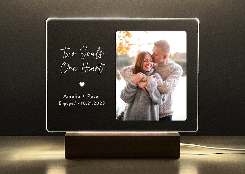 Arcrylic Plaque With / Without LED Light, Engagement Gifts for Couple, Newly Engaged Gifts for Couple, Valentine's Day Gift For Her/ Him