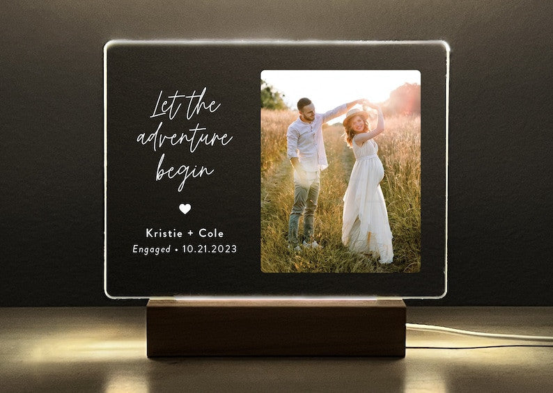 Arcrylic Plaque With / Without LED Light, Engagement Gifts for Couple, Newly Engaged Gifts for Couple, Valentine's Day Gift For Her/ Him