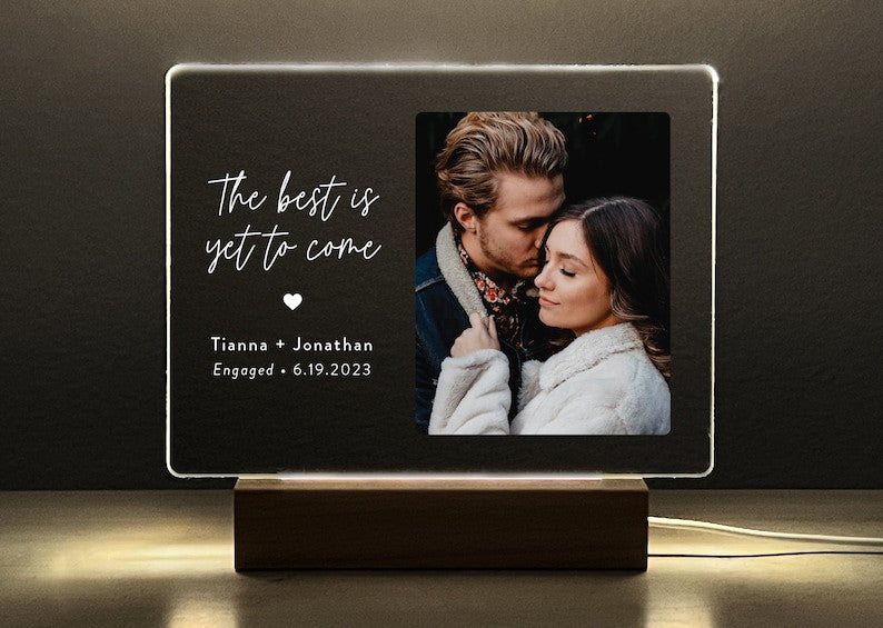 Arcrylic Plaque With / Without LED Light, Engagement Gifts for Couple, Newly Engaged Gifts for Couple, Valentine's Day Gift For Her/ Him