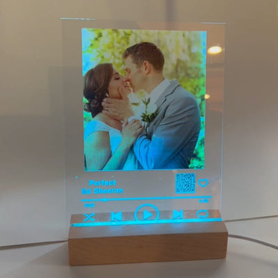 Personalized LED Music & Photo Spotify Plaque Night Light, Custom Couple Song Music Plaque Music Art Romantic Gifts, Custom Valentine's Day Gift For Him / Her