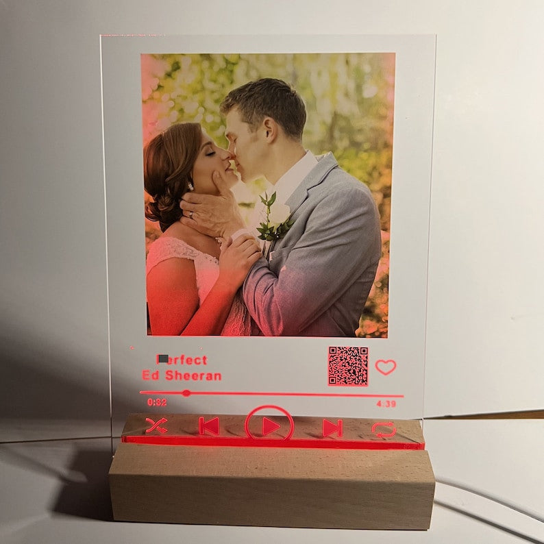 Personalized LED Music & Photo Spotify Plaque Night Light, Custom Couple Song Music Plaque Music Art Romantic Gifts, Custom Valentine's Day Gift For Him / Her