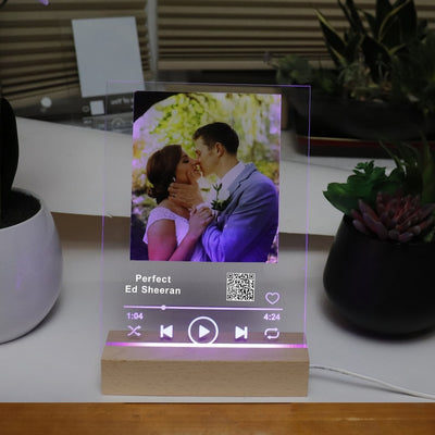 Personalized LED Music & Photo Spotify Plaque Night Light, Custom Couple Song Music Plaque Music Art Romantic Gifts, Custom Valentine's Day Gift For Him / Her