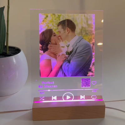 Personalized LED Music & Photo Spotify Plaque Night Light, Custom Couple Song Music Plaque Music Art Romantic Gifts, Custom Valentine's Day Gift For Him / Her