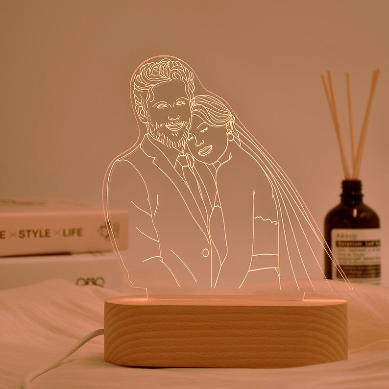Custom Valentine's Day Gift For Him / Her, Photo Engraving Personalized 3D Photo Lamp, Couple Lamp, Bridal Gift, Gifts for Couples, Mr and Mrs Gift