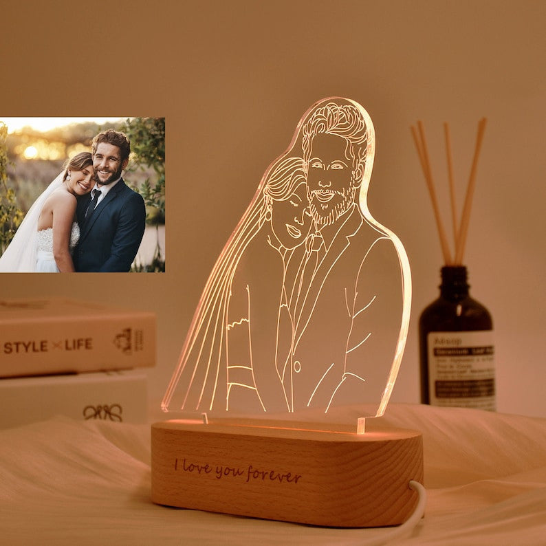 Custom Valentine's Day Gift For Him / Her, Photo Engraving Personalized 3D Photo Lamp, Couple Lamp, Bridal Gift, Gifts for Couples, Mr and Mrs Gift