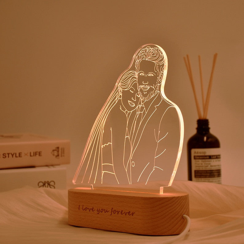 Custom Valentine's Day Gift For Him / Her, Photo Engraving Personalized 3D Photo Lamp, Couple Lamp, Bridal Gift, Gifts for Couples, Mr and Mrs Gift