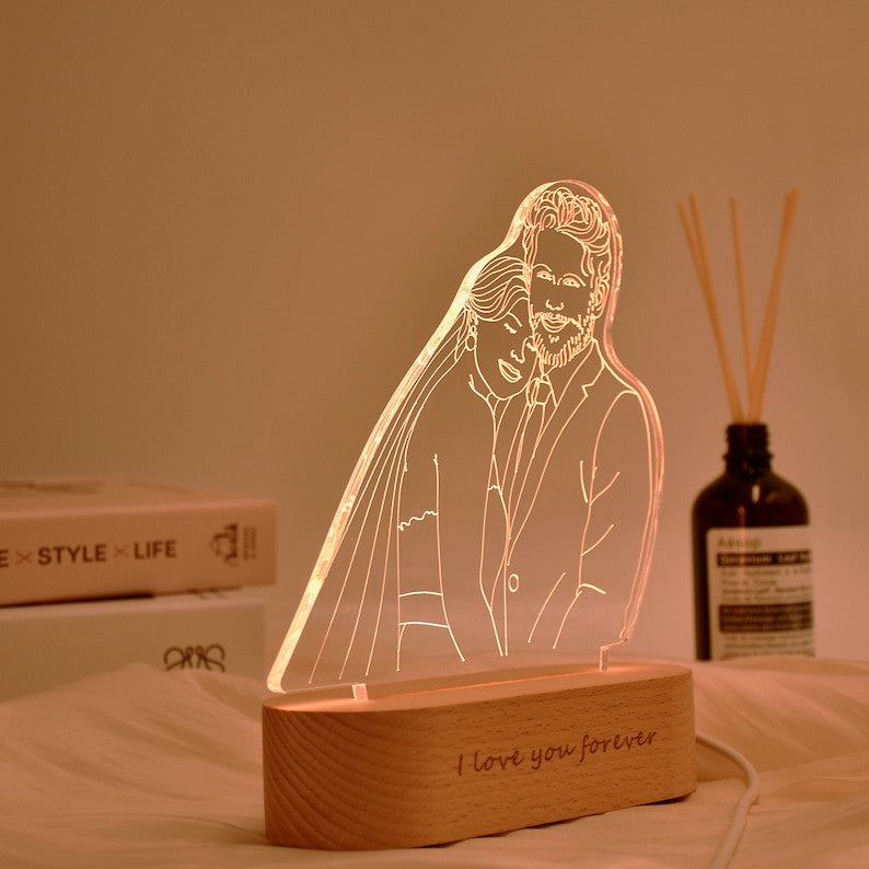 Custom Valentine's Day Gift For Him / Her, Photo Engraving Personalized 3D Photo Lamp, Couple Lamp, Bridal Gift, Gifts for Couples, Mr and Mrs Gift