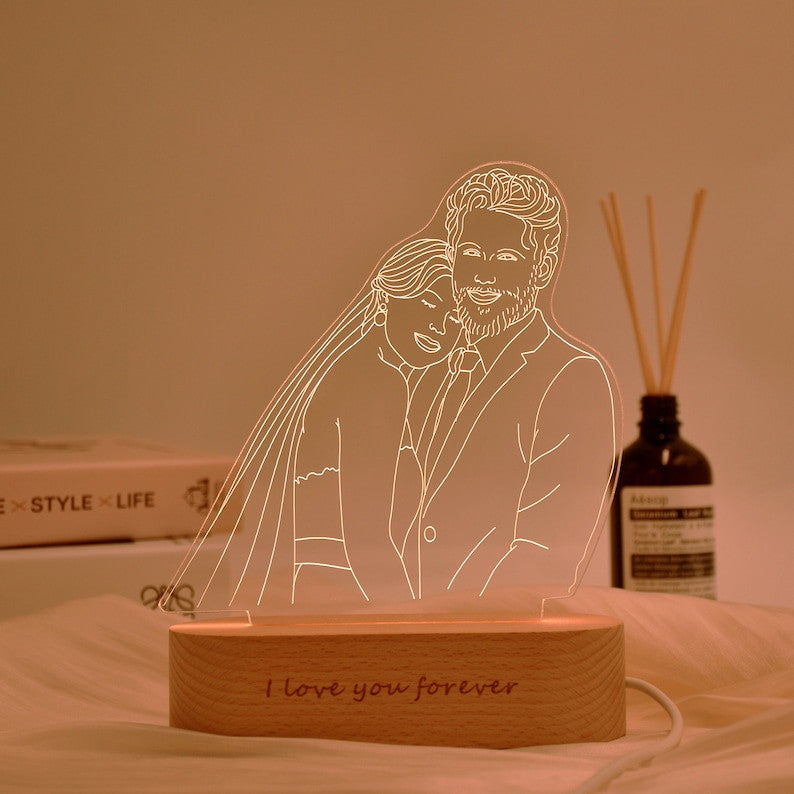 Custom Valentine's Day Gift For Him / Her, Photo Engraving Personalized 3D Photo Lamp, Couple Lamp, Bridal Gift, Gifts for Couples, Mr and Mrs Gift