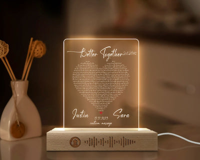 Custom Song Lyric Led Plauqe, Couple Song Plaque, Anniversary Gift For Husband, Couple Gift Fors Him and Her, Valentine's Day Gift