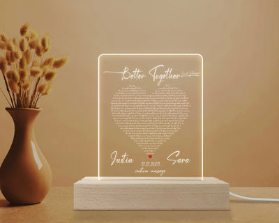 Custom Song Lyric Led Plauqe, Couple Song Plaque, Anniversary Gift For Husband, Couple Gift Fors Him and Her, Valentine's Day Gift