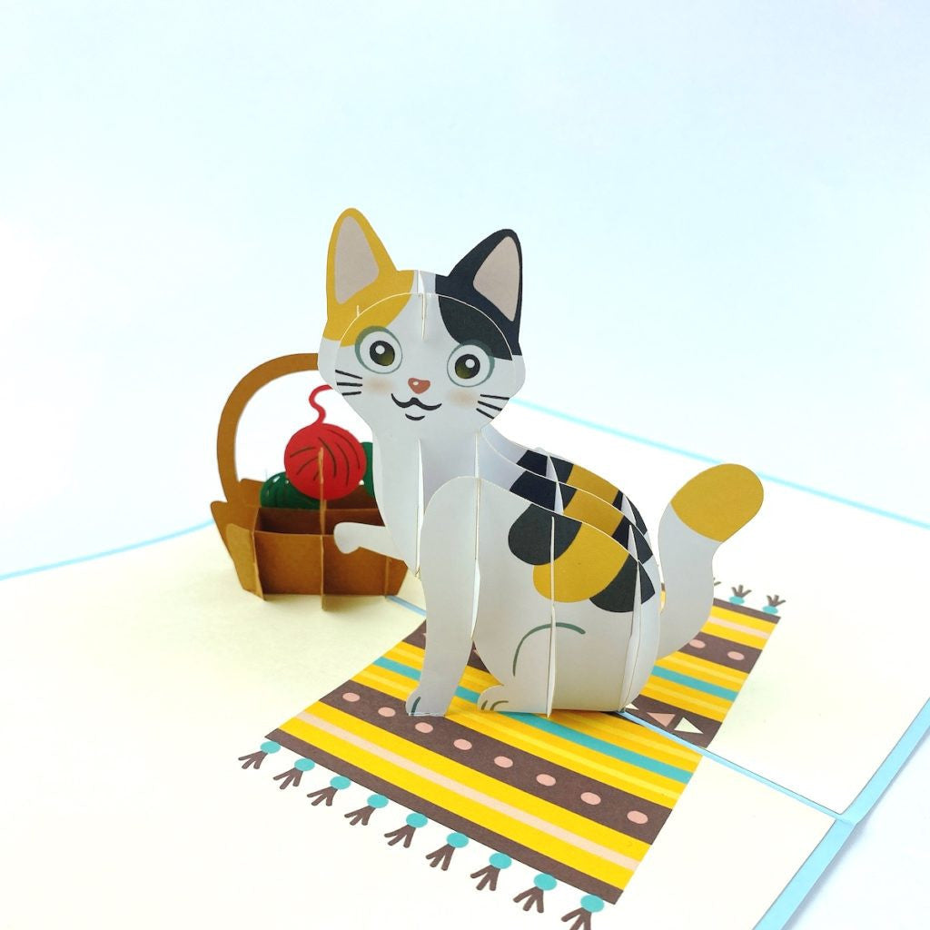 Cute Cat Pop up card, Birthday 3D Card