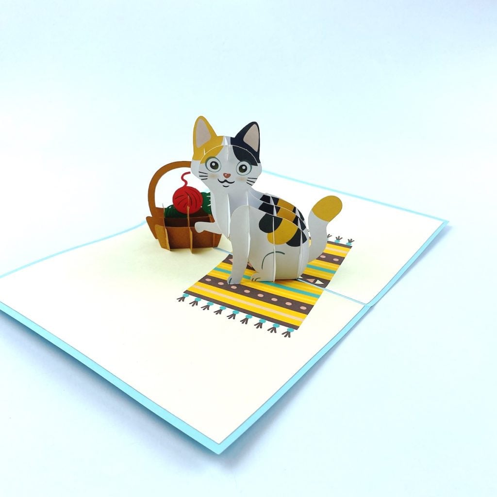 Cute Cat Pop up card, Birthday 3D Card