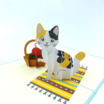 Cute Cat Pop up card, Birthday 3D Card