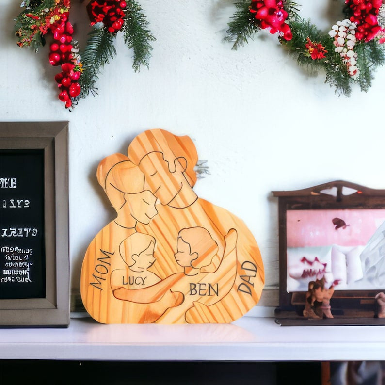 Waldo| Family, Wooden Family Carvings, Animal Family, Puzzle Wooden Family