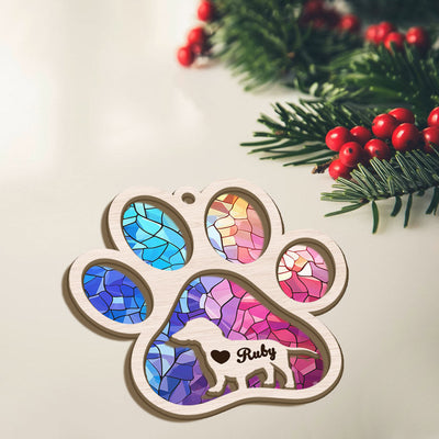 Custom Dachshund Paw Rainbow Suncatcher Ornament - Personalized Dogs Name Christmas Gift For Dog Lover