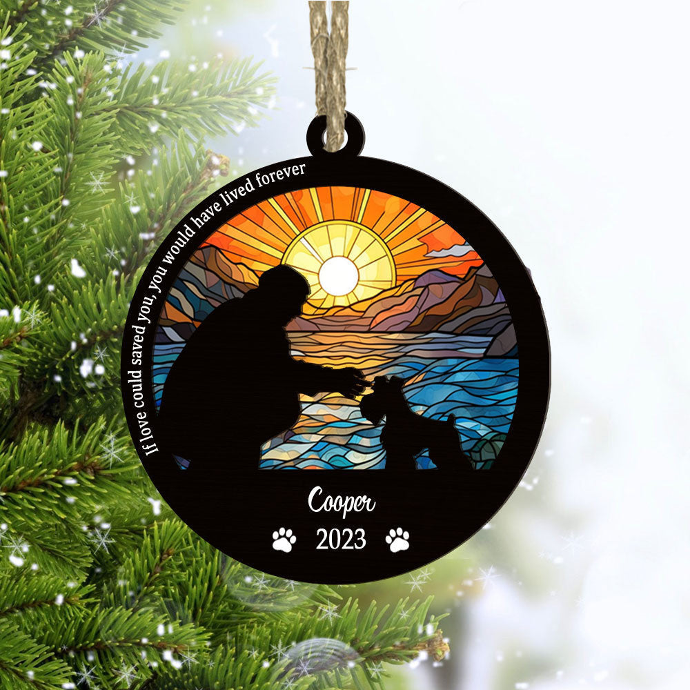Mini Schnauzer Dog Memorial Suncatcher: Forever Remembered Pet Ornament