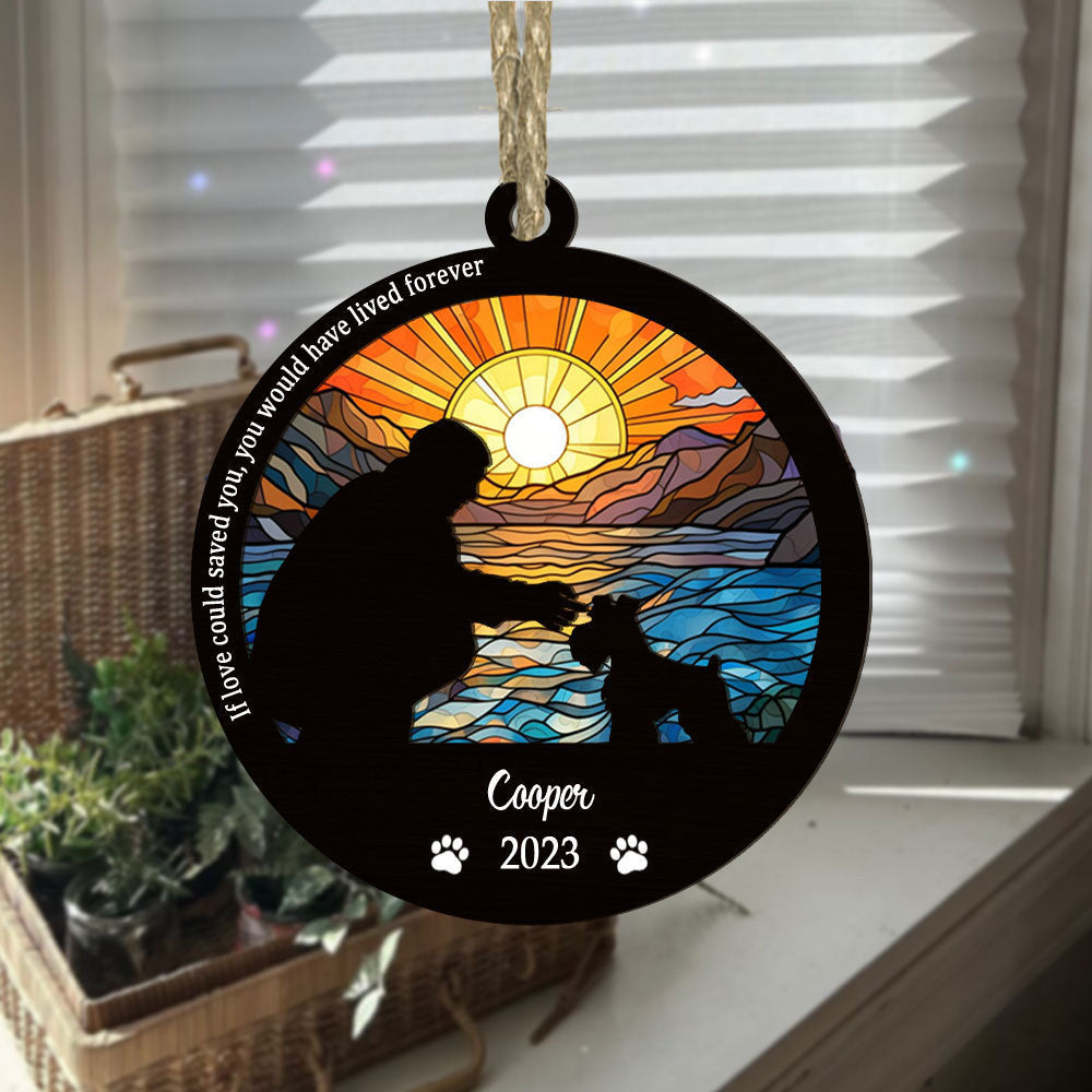 Mini Schnauzer Dog Memorial Suncatcher: Forever Remembered Pet Ornament