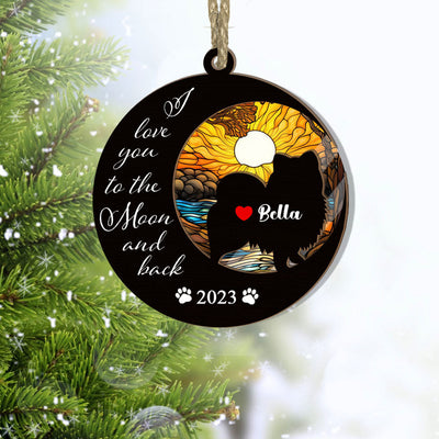 Pomeranian Suncatcher Ornament - Love You To The Moon And Back - Pomeranian Loss - Memorial Dog Ornament