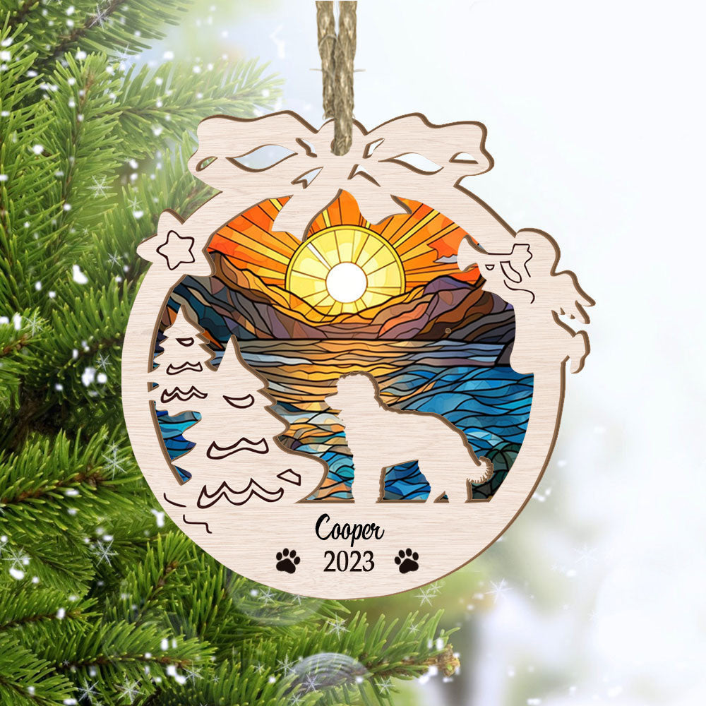 Poodle Suncatcher Circle Memorial Christmas Ornament