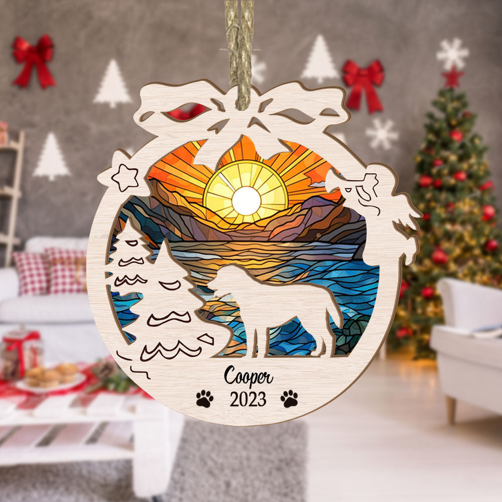 Labrador Retriever Suncatcher Ornament - Memorial Christmas Ornament, Sunset Background - Ideal Gift For Dog Lovers - Suitable For Christmas Decorations And Remembrance
