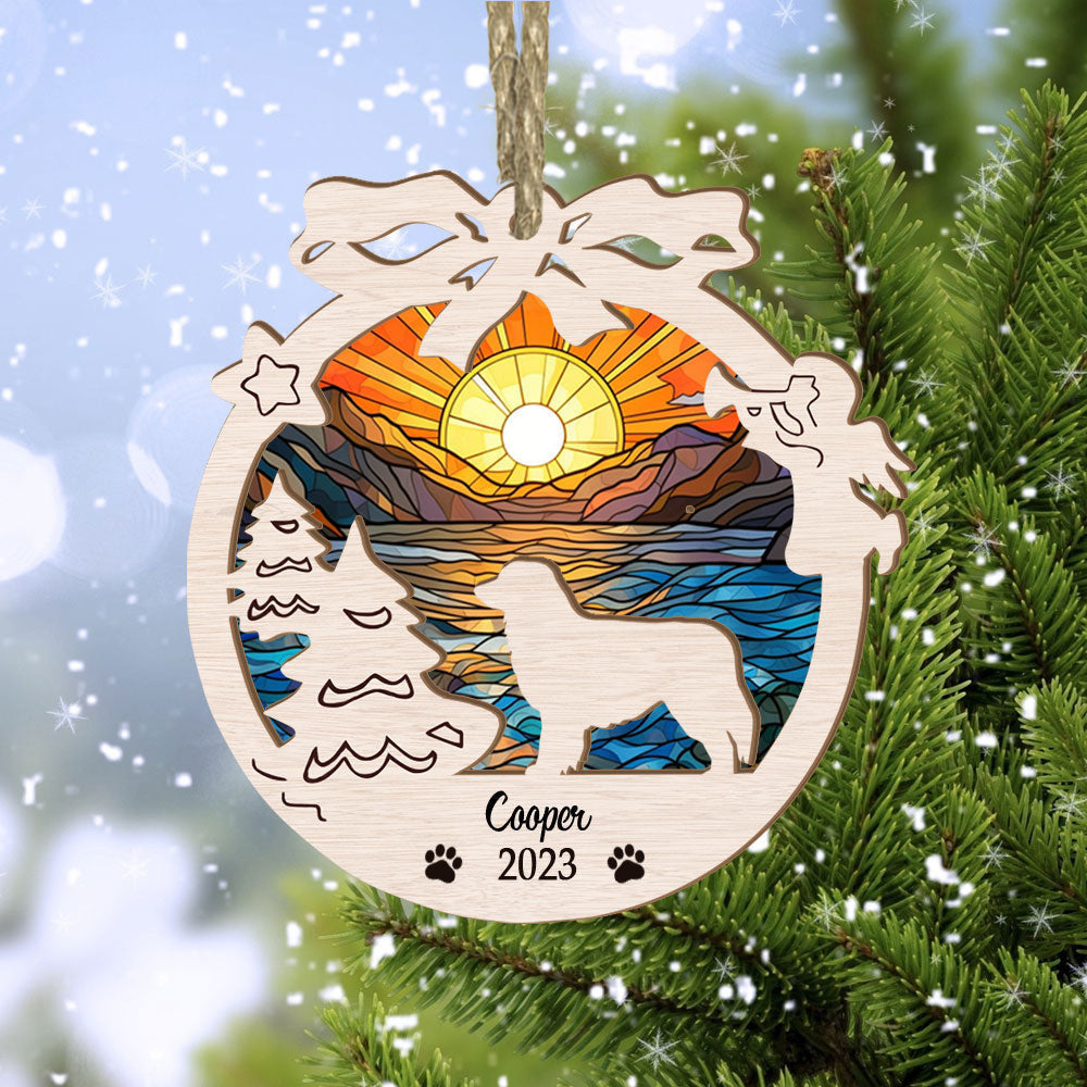 Australia Shepherd Suncatcher Circle Ornament - Perfect Gift For Dog Lovers - Memorial Christmas Ornament - Sunset Background Design