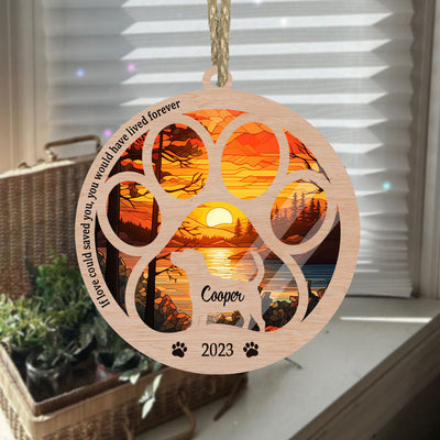 Beagle Dog Paw Memorial Christmas Suncatcher Ornament For Customization