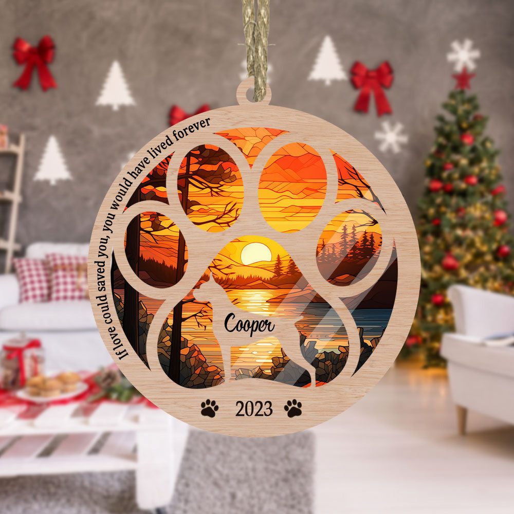 Custom Boxer Croped Ears Suncatcher Ornament For Dog Lovers | Memorial Christmas Ornament With Sunset Background | Perfect Gift For Boxer Owners And Pet Remembrance | Suitable For Christmas Decorations And Memorials