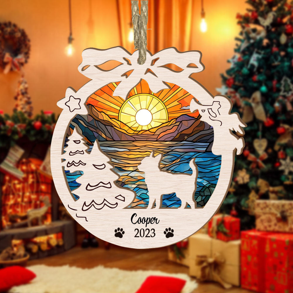 Chihuahua Suncatcher Ornament | Circle Memorial Christmas Ornament | Suitable For Chihuahua Lovers | Ideal For Christmas Decoration