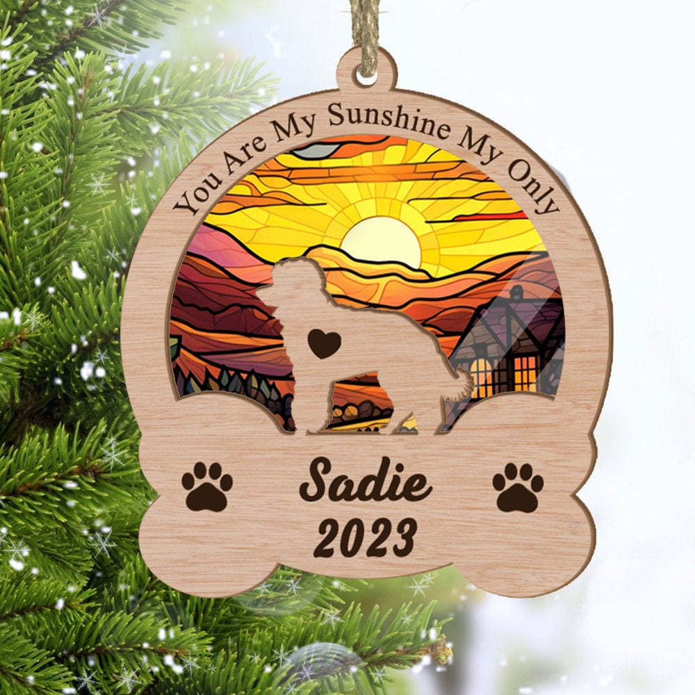 Custom Poodle Suncatcher Ornament - You Are My Sunshine My Only Sunshine - Custom Dogs Name And Year Ornament - Gift For Dog Lover