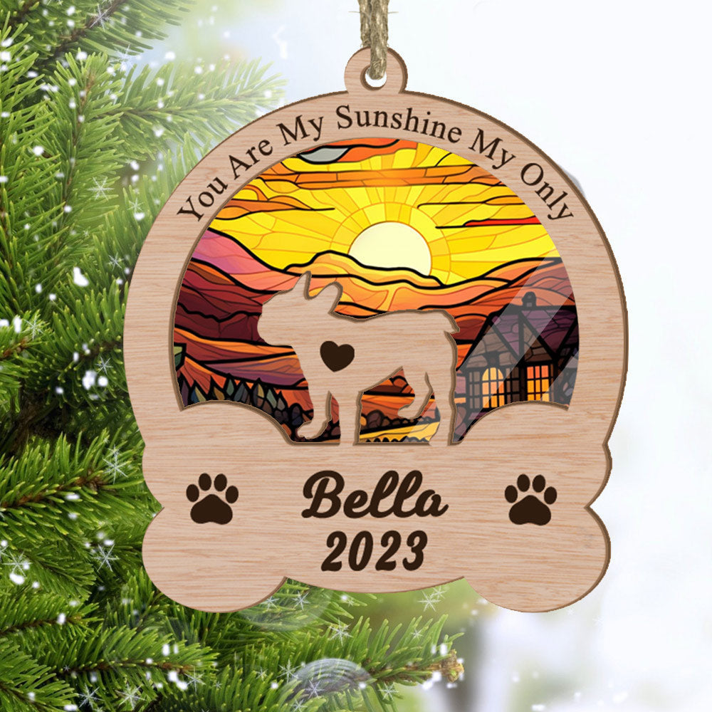 Custom French Bulldog Suncatcher - You Are My Sunshine, My Only Sunshine - Custom Dogs Name And Year Ornament For Dog Lover