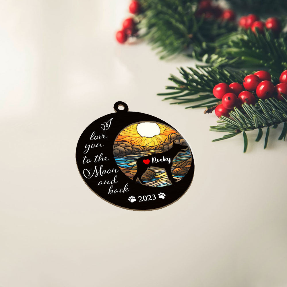 Doberman Pinscher Loss Memorial Ornament - Love You To The Moon And Back - Suitable For Dog Lovers - Sympathy Gift For Pet Loss