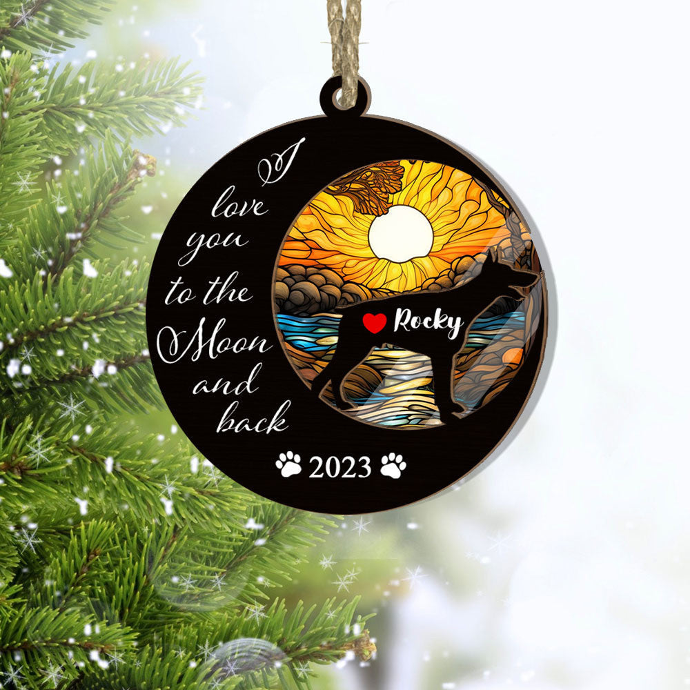 Doberman Pinscher Loss Memorial Ornament - Love You To The Moon And Back - Suitable For Dog Lovers - Sympathy Gift For Pet Loss