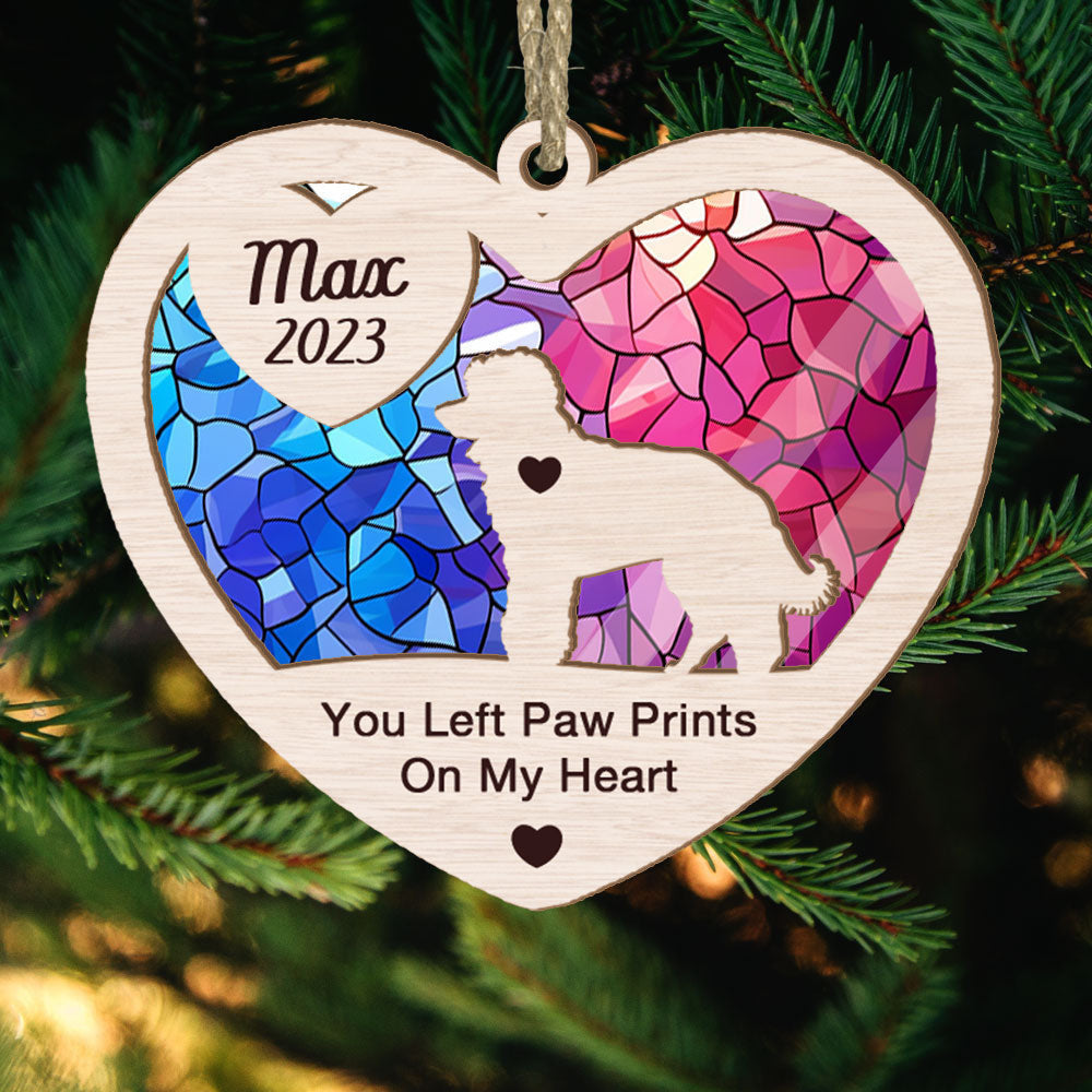 Poodle Suncatcher Ornament | Heart Poodle Ornament | Paw Prints | Heart Shape | Pet Lover Gift | Memorial Gift | Dog Theme Decor | Pet Loss Sympathy Gift | Pet Remembrance | Pet Memorial | Remembering A Beloved Dog