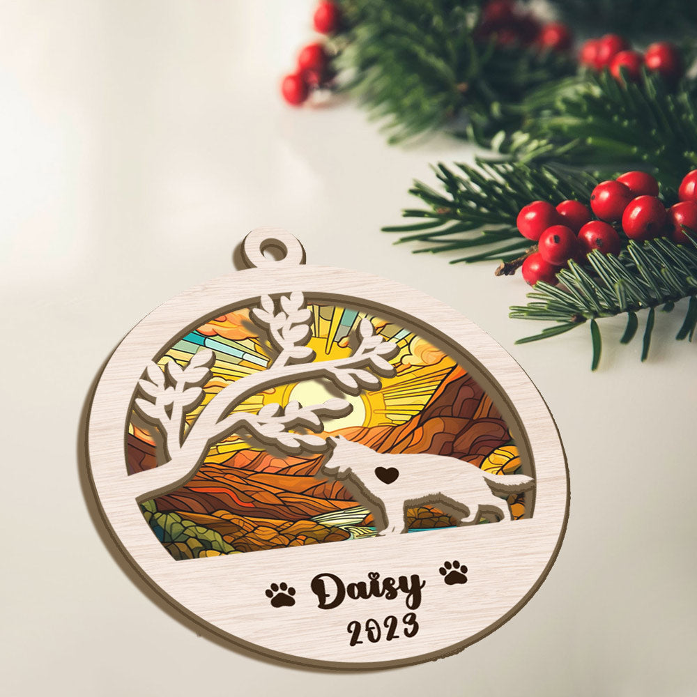 German Shepherd Suncatcher Ornament - Custom Dogs Name And Year Christmas Ornament, Gift For Dog Lover