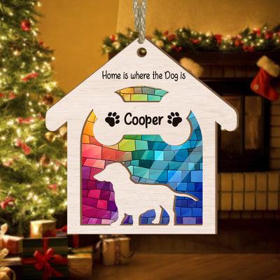 Dachshund Dog House Suncatcher | Custom Name Christmas Ornament | Gift For Dog Lover