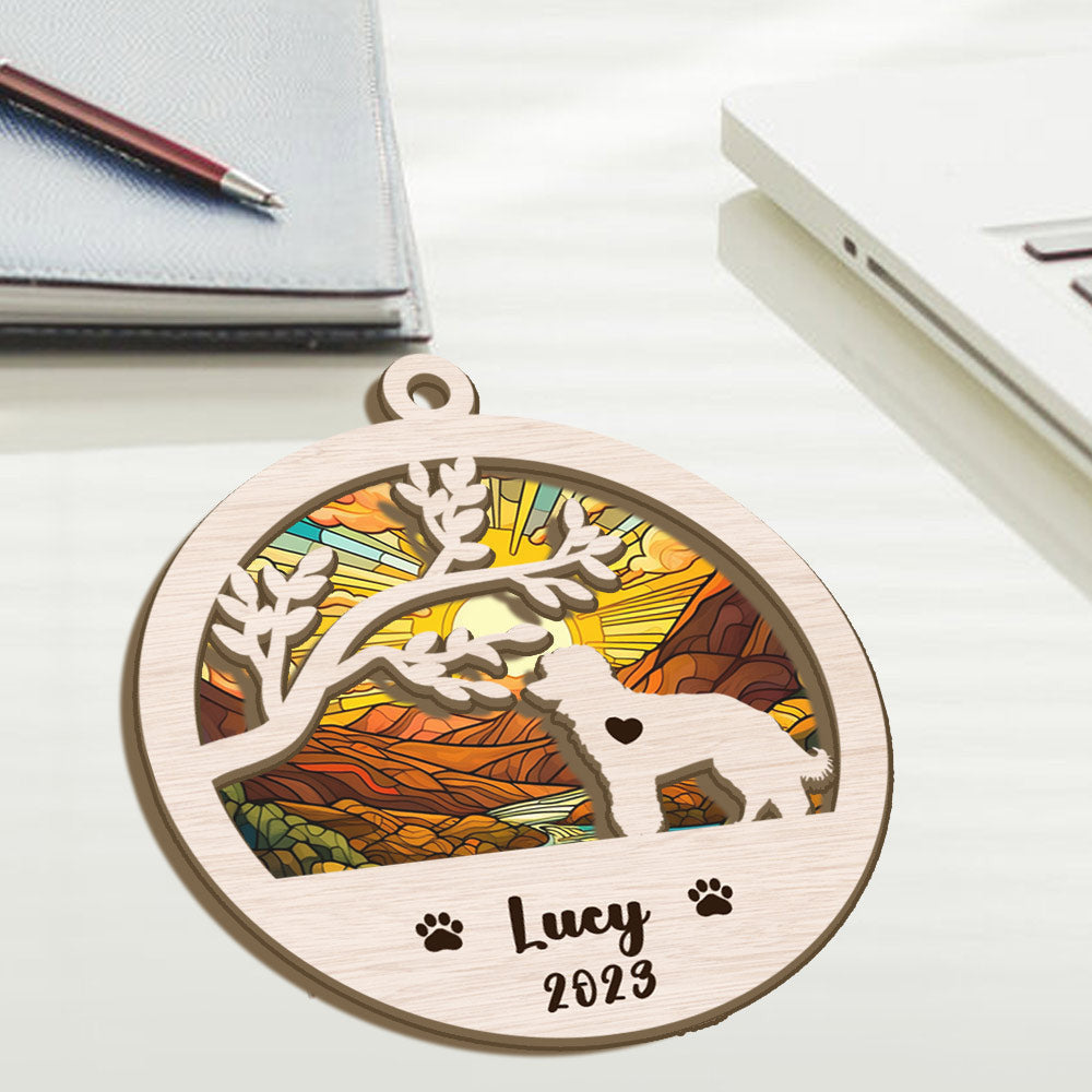 Personalized Poodle Suncatcher Ornament - Custom Dogs Name And Year, Dog Lover Gift, Christmas Ornament