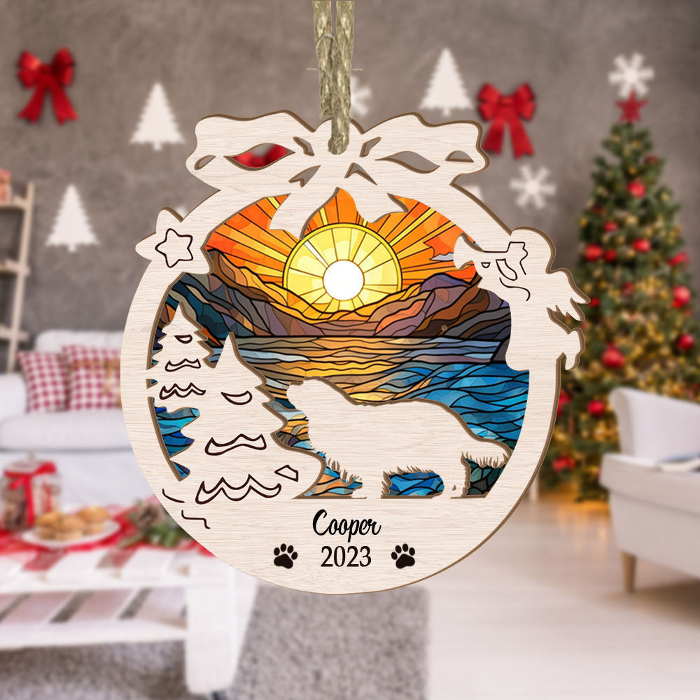 Cavalier King Charles Suncatcher Circle Ornament - Memorial Christmas Gift - Sunset Background For Decor - Ideal For Cavalier Lovers