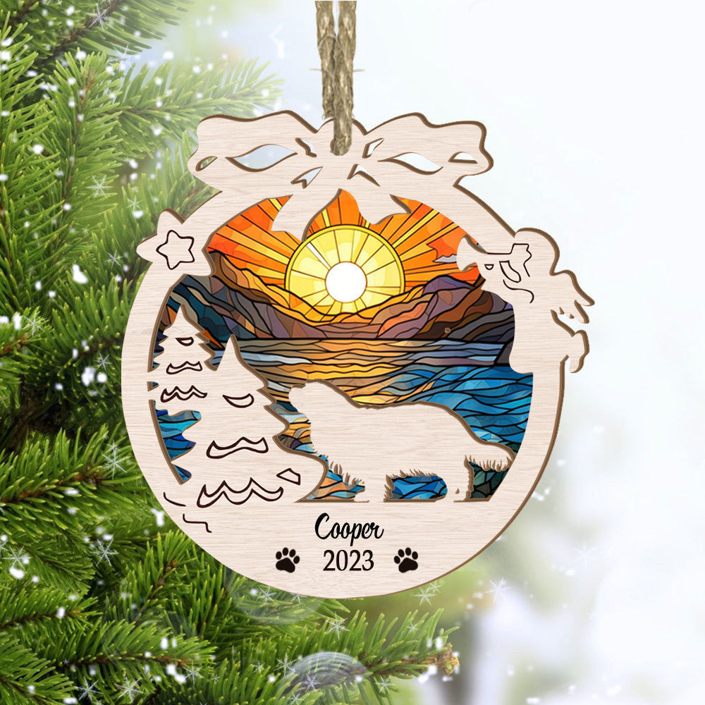 Cavalier King Charles Suncatcher Circle Ornament - Memorial Christmas Gift - Sunset Background For Decor - Ideal For Cavalier Lovers