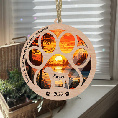 Custom Rottweiler Suncatcher Ornament - Dog Paw Memorial For Christmas & Sunset Background - Perfect Gift For Rottweiler Lovers - Suitable For Any Occasion - Professional And Elegant Design