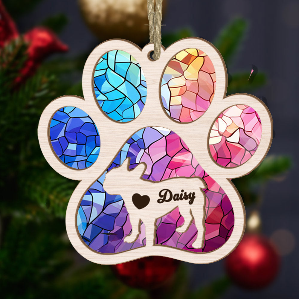 Custom Name French Bulldog Paw Rainbow Suncatcher Ornament - Personalized Dogs Christmas Ornament, Gift For Dog Lovers - Perfect For Holiday D�Cor!