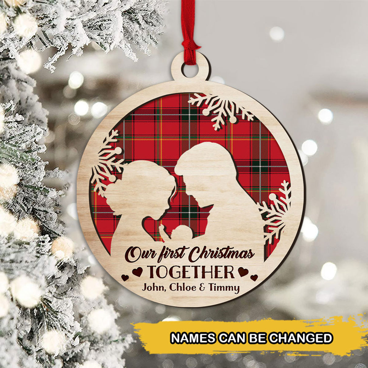 Custom Our First Christmas Together Layered Ornament, Christmas Gift For New Family