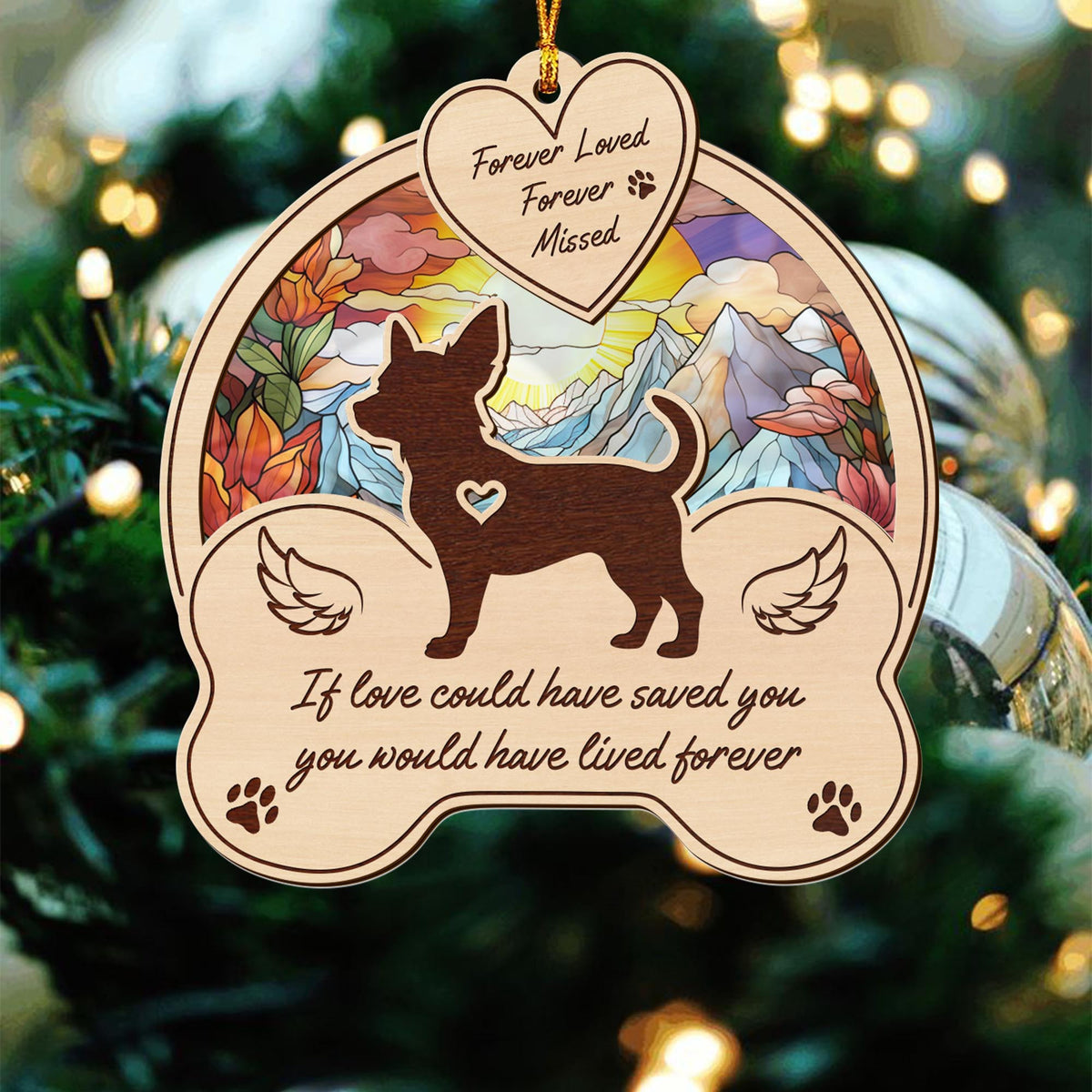 Chihuahua 2 Layered Mix Ornament, Dogs Ornament, Christmas Tree Hanging, Home Decorations
