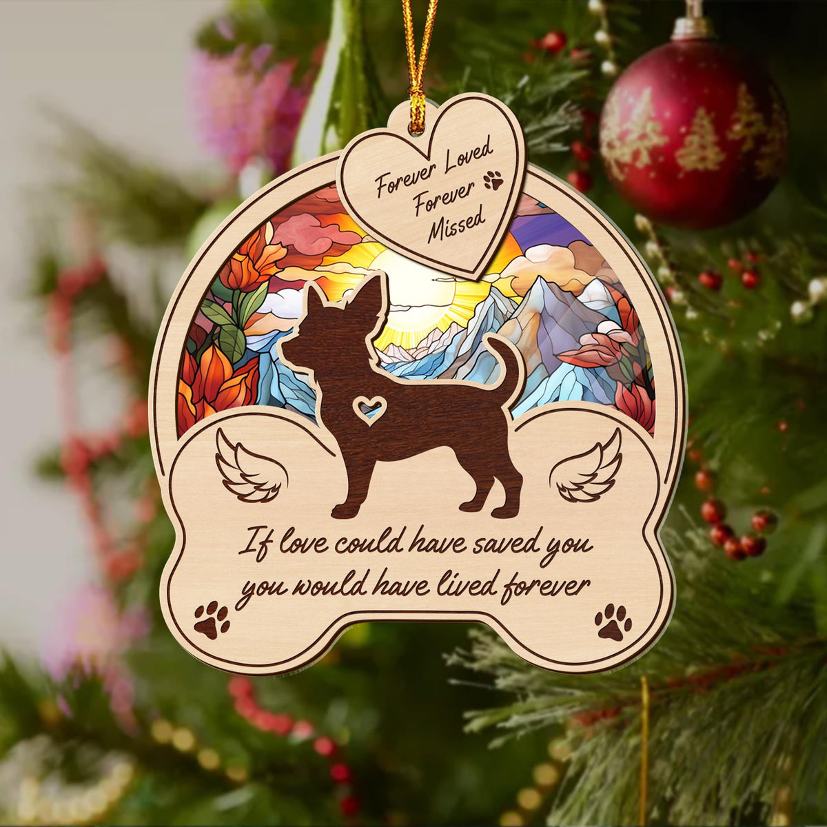 Chihuahua 2 Layered Mix Ornament, Dogs Ornament, Christmas Tree Hanging, Home Decorations